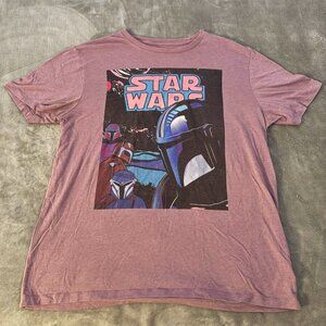 old navy disney star wars mandalorian purple plum pink graphic t-shirt large
